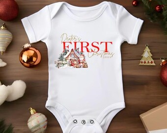 Personalized Baby's First Christmas Vest: 100% Cotton Bodysuit