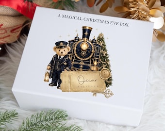 Luxury personalised Christmas Gift Box, Christmas Eve Box, Xmas Eve Box, Christmas Train, Christmas Teddy