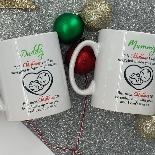 Parents to be Christmas Mugs, mum to be Christmas gift, Daddy to be Christmas gift