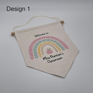 Personalized Rainbow Teacher Classroom Door Sign Design 1
