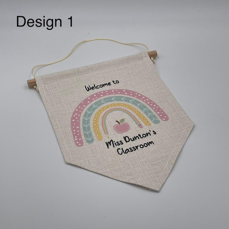 Personalized Rainbow Teacher Classroom Door Sign Design 1