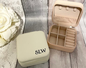 Personalised Jewellery Box, Travel Jewellery Box, Bridesmaid Gift, Jewellery Box with name, Jewellery Box with initial, Personalized