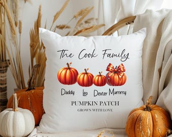 Personalized Family Pumpkin Patch Cushion Cover: Autumn Home Decor