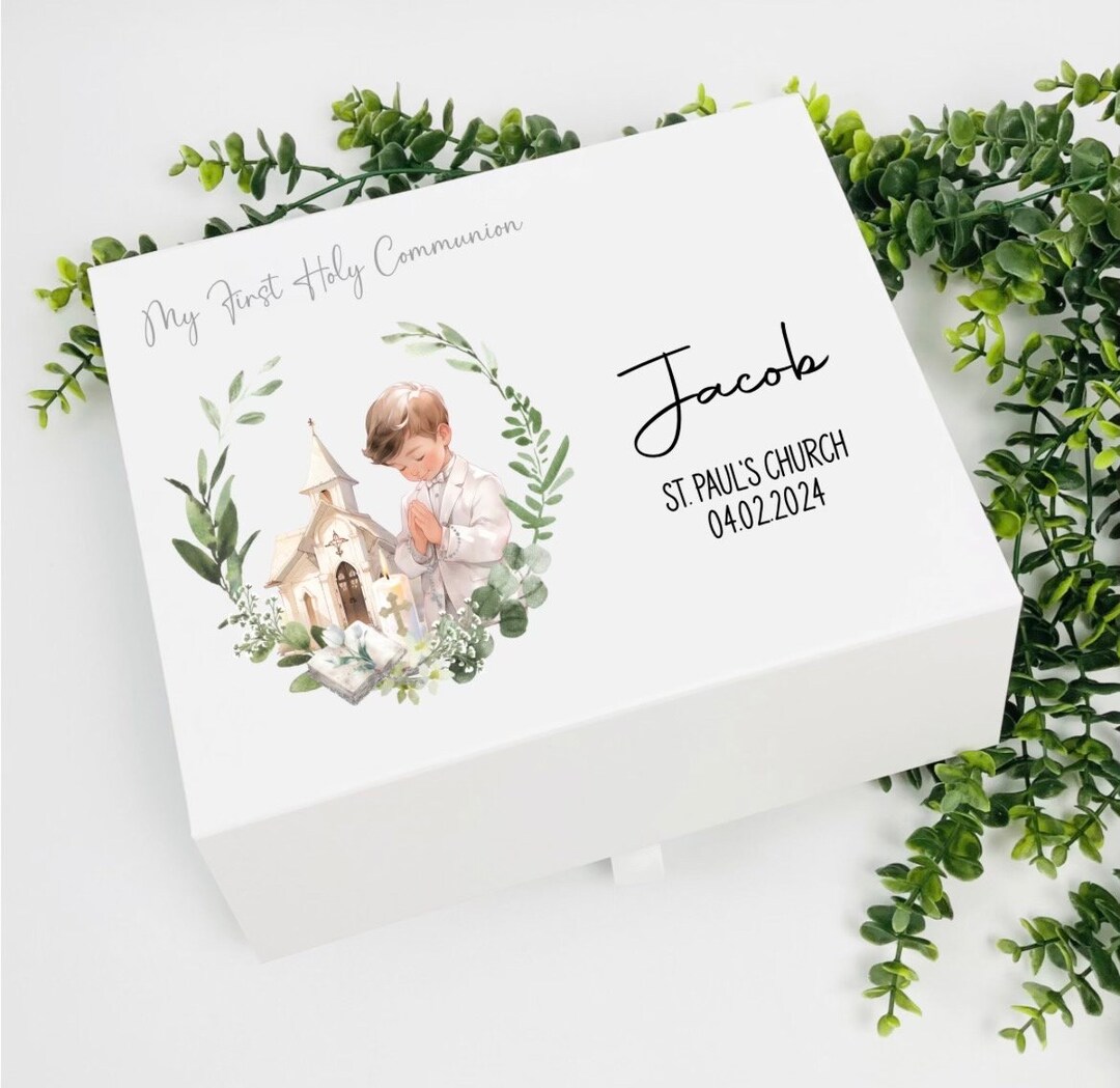 Personalised Holy Communion Gift Box, First Holy Communion Memory Box ...