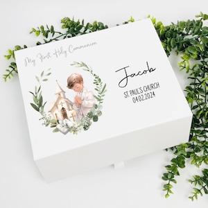 Personalisierte Geschenkbox für die heilige Kommunion, erste Erinnerungsbox für die heilige Kommunion, Erinnerungsbox für die heilige Kommunion, personalisiertes Geschenk für die heilige Kommunion