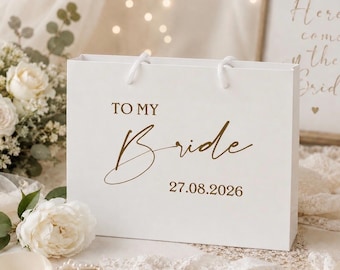 Personalisierte Brautgeschenktasche, Geschenktasche für meine Braut, Geschenktasche für den Hochzeitsmorgen