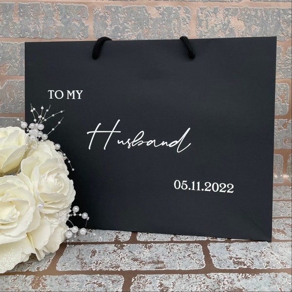 Personalised Husband gift bag, to my husband gift bag, wedding morning gift bag husband to be gift bag