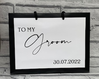 Bolsa de regalo personalizada para el novio: recuerdo del día de la boda