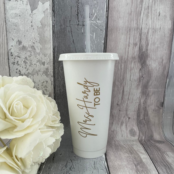 Personalised reusable Miss to Mrs Cup, Mrs Cup to be, reusable hen party cup, personalised bride cup with straw, Hen Party Tumbler