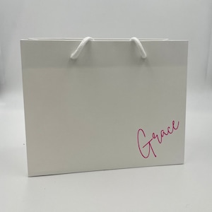 Personalised Name Gift Bag, Birthday Gift Bag, Special Occasion Gift Bag, Personalised Gift Bag, Pink and white gift bag