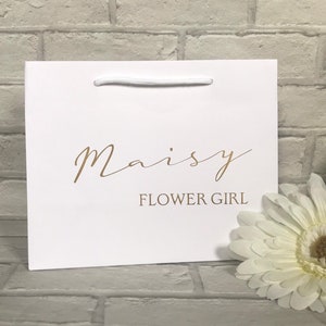 Brautjungfer Geschenk Tasche, personalisierte Geschenktasche mit Seil Griff, Brautparty Geschenke, Brautparty Geschenktasche, Blumenmädchen, Mutter der Braut, Braut