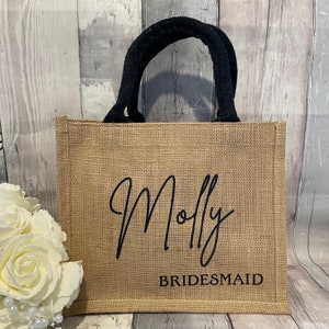 Personalised Hessian Jute / Tote Bag, Bridal Party Tote Bag, Bride Just Bag, Bridesmaid Beach Bag, Hen Party Tote, Personalized Bridal Tote