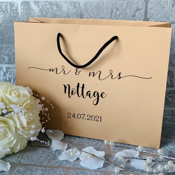 Personalisierte Mr & Mrs Hochzeitstag Geschenktasche, Hochzeitstag Geschenk, Braut und Bräutigam Geschenk