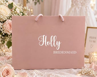 Pink Personalised Bridesmaid Gift Bag, Bridal Party Gift Bag, Hen Party Gift Bag