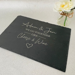 Personalised Engraved Slate Couples Cheese boards, Slate Valentines Chese Board Gift, Personalised Slate Serving Board, Anniversary Gift