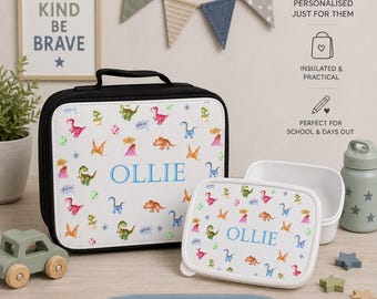 Black Children's personalised lunch bag, back to school lunch bag, lunch box set, boys lunch box, lunch bag set, lunchbox