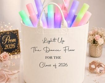 Personalised Prom Glow Stick Felt Basket, Class 2026 Prom