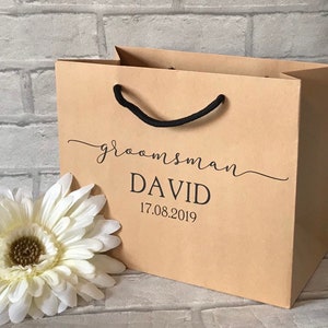 Sac cadeau personnalisé garçon d'honneur, sac cadeau homme d'honneur, cadeau garçon d'honneur, sac bouteille personnalisé