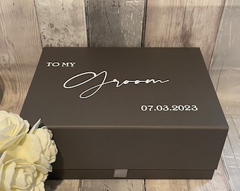 パーソナライズされた新郎ギフトボックス、新郎へのギフトボックス、結婚式の朝のギフトボックス、新郎ギフトボックス