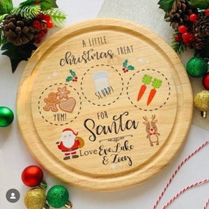 Wooden Christmas Eve treat boards, Santa treat board, Christmas Eve Plate, Santa plate, Father Christmas Treat Board image 1