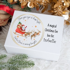 Luxus personalisierte Weihnachtsgeschenkbox, Heiligabend Box, Heiligabend Box, Santa Heiligabend Box