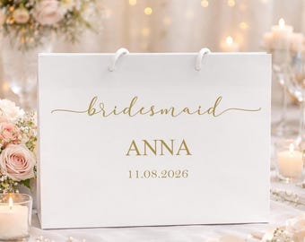 Personalised Bridal Party Gift Bag, Bridesmaid Gift Bag, Maid of honour Gift, Personalised Bottle Bag