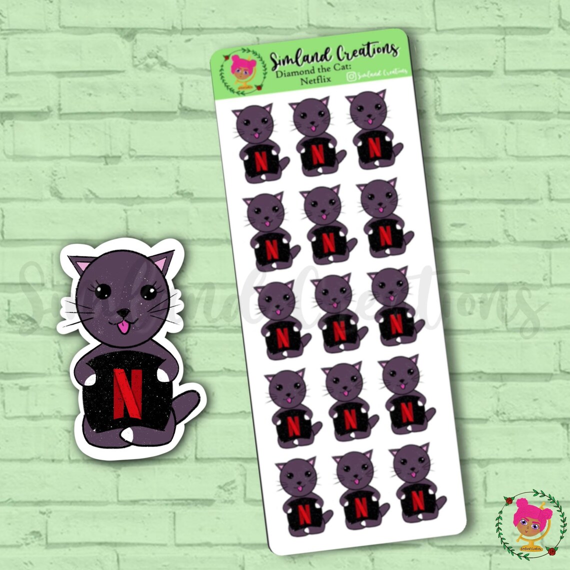 Netflix Planner Stickers Diamond the Cat Planner Stickers