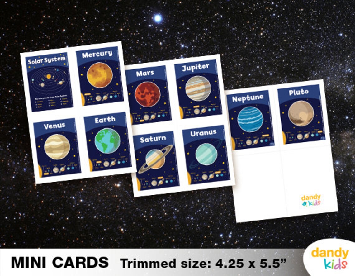 Planets Flashcards / Printable Flashcards / Set of 10 / | Etsy