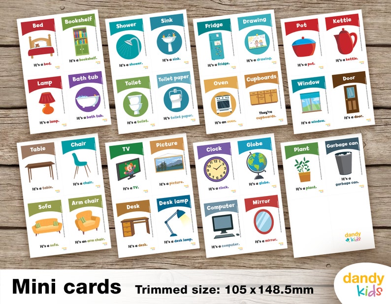 Household Items Flashcards / Furniture Flashcards / A4 / Printable