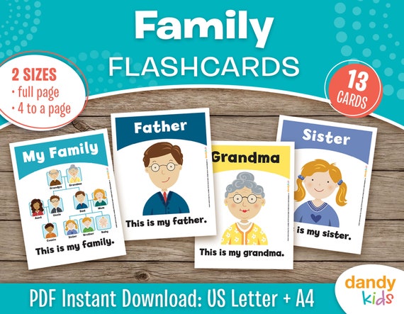 Family Flashcards Printable Family Flashcards Homeschool - Etsy