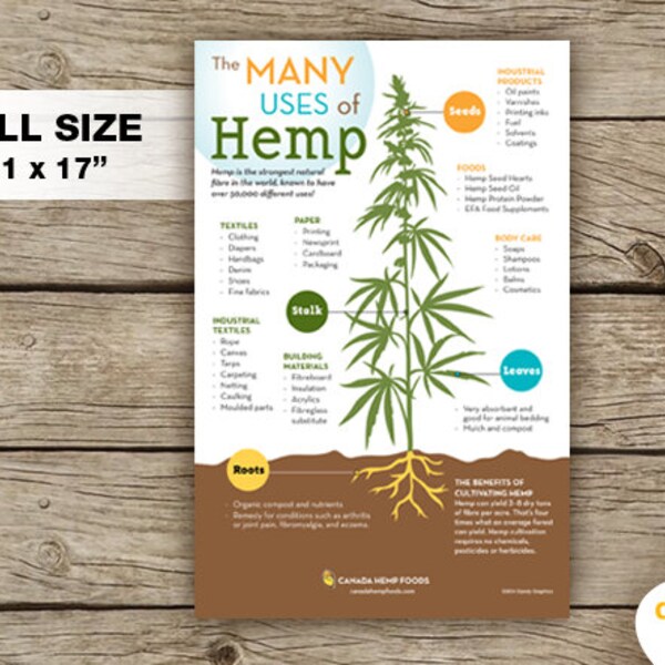 The Many Uses of Hemp Poster / 11 x 17 / Wall Art / Printable / Instant Download