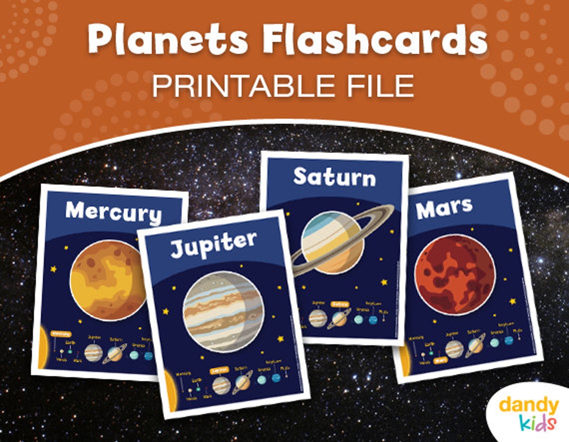 Planets Flashcards / Printable Flashcards / Set of 10 / | Etsy