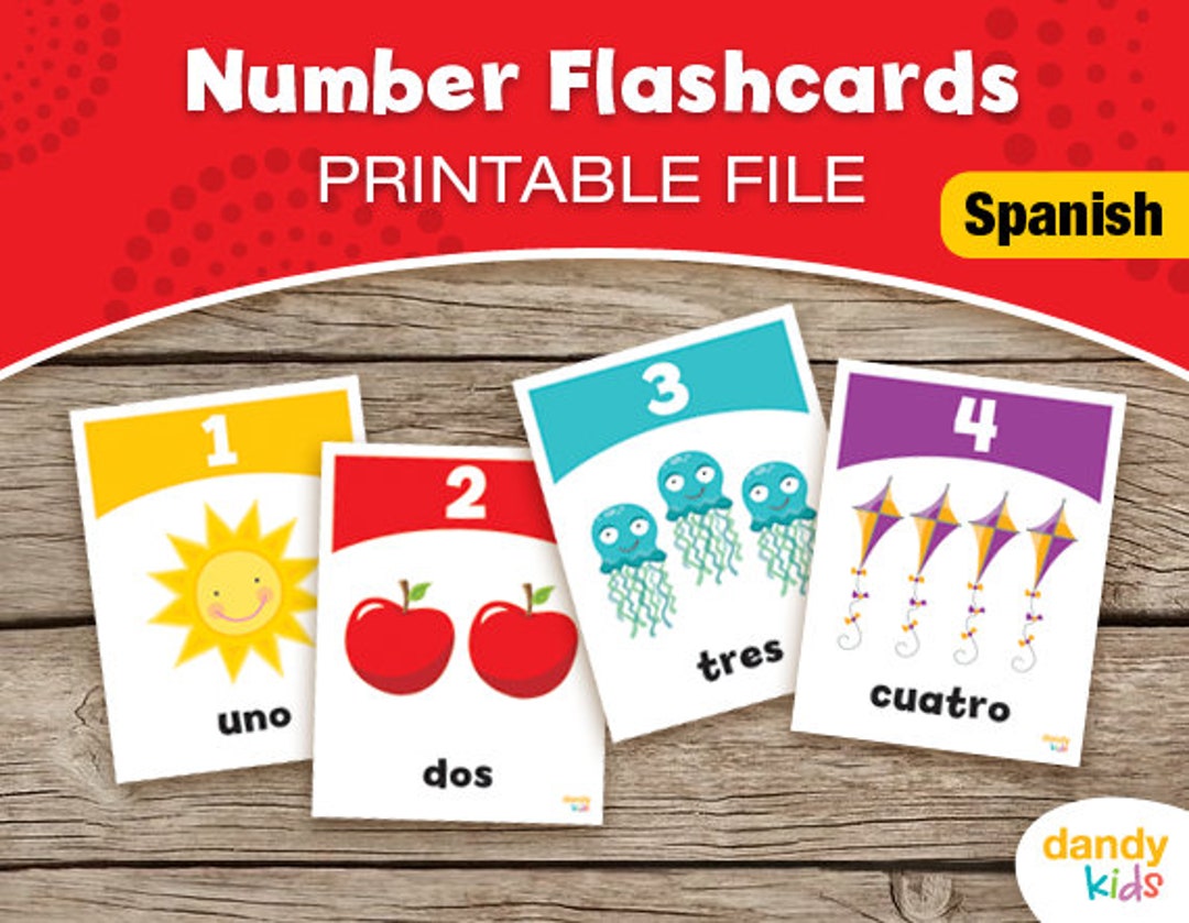 SPANISH Number Flashcards / Printable Flashcards / Numbers 110 / Educational Flashcards Etsy