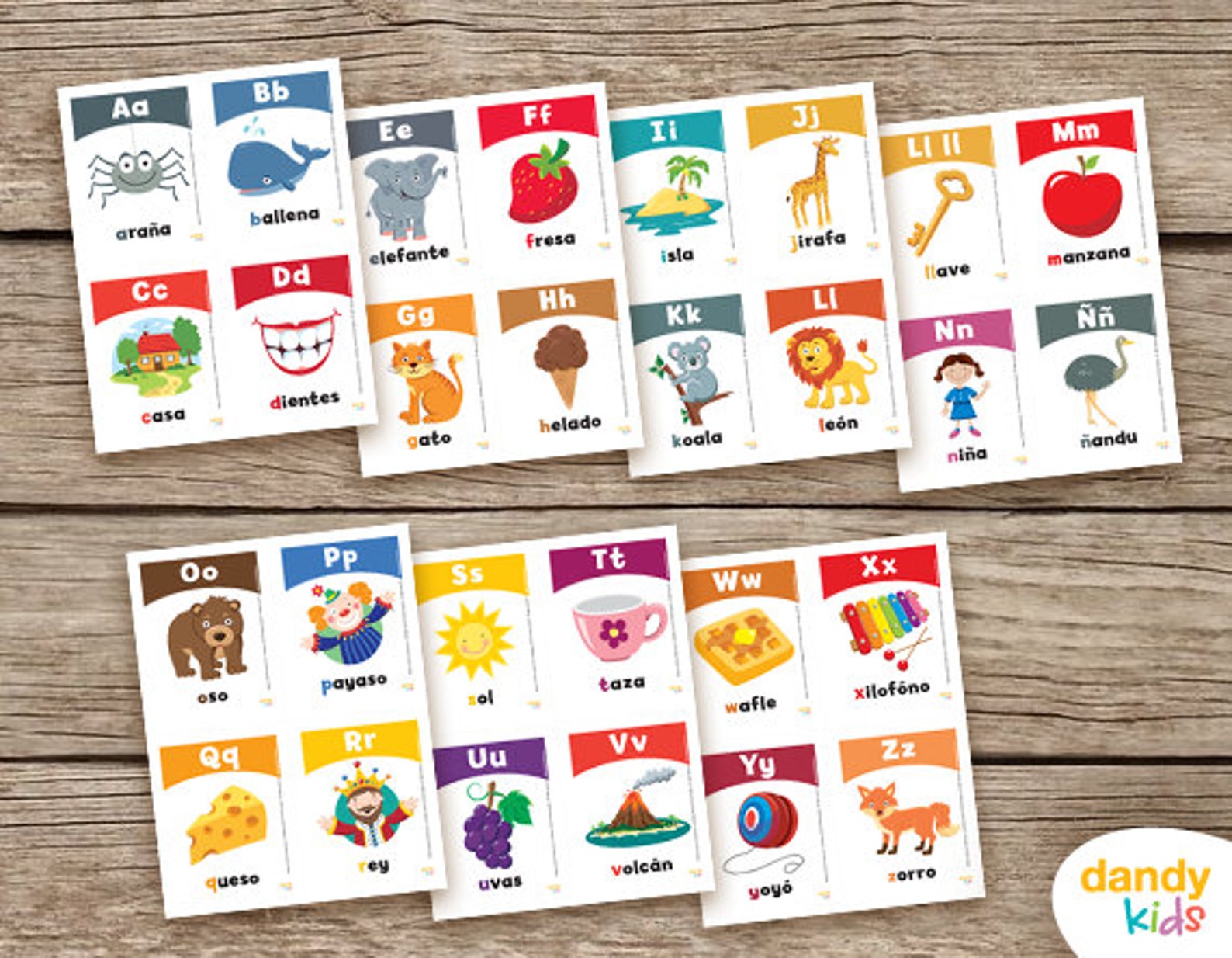 SPANISH Alphabet Flashcards / Printable Flashcards / ABC Set Etsy