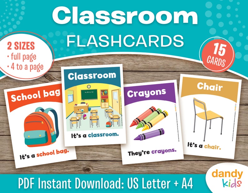 Classroom Flashcards, Printable Classroom Flashcards, Homeschool