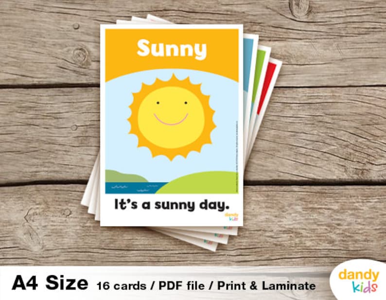 Weather Flashcards / A4 / Printable Flashcards / Set of 16 / - Etsy ...