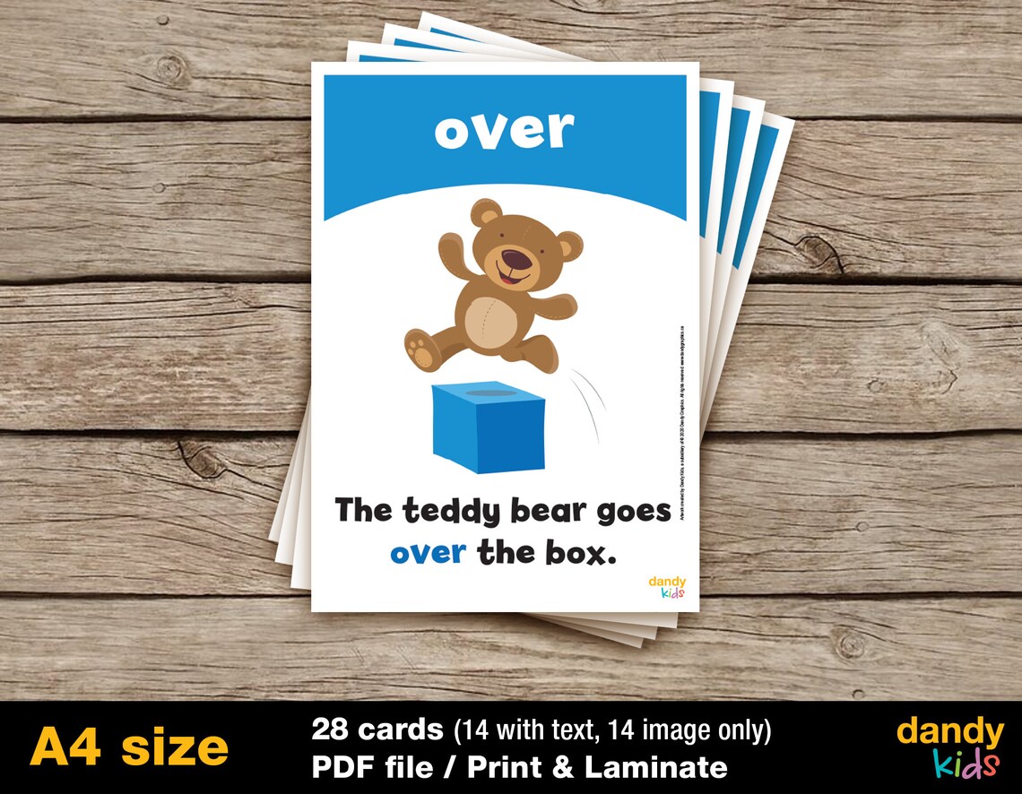 Preposition Flashcards / Prepositions / A4 / Printable | Etsy