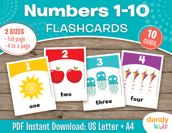 numbers 1 10 flashcards printable numbers 1 10 flashcards etsy