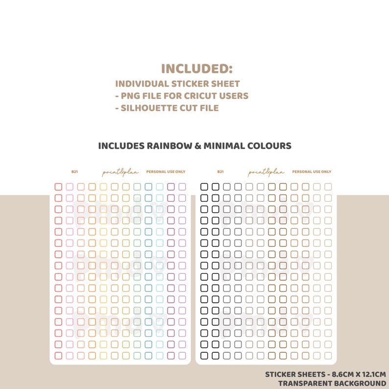 Sticker Chart Checkboxes Tiny Checkboxes Planner Stickers Printable | Digital Download | Cut ...