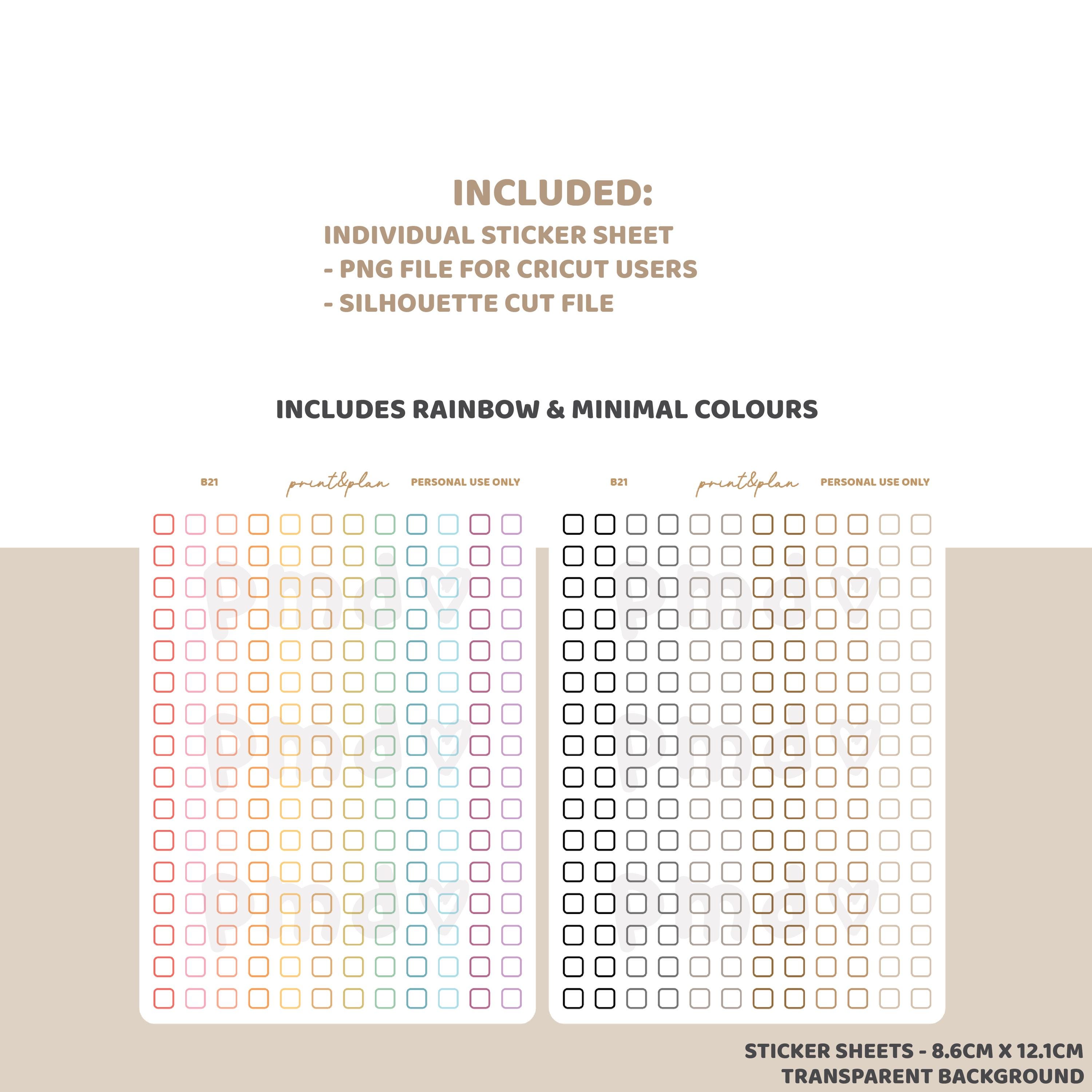 Tiny Checkboxes Planner Stickers Printable | Digital Download | Cut ...