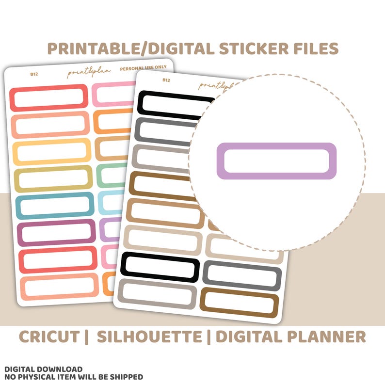 Quarter Box Planner Stickers Printable | Digital Download | Cut Lines ...