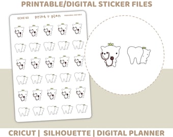Doctor/Dentist Printable Eche Character Stickers | Digital Planner Sticker Download | Cut Lines | Planner Sticker Printable | ECHE63