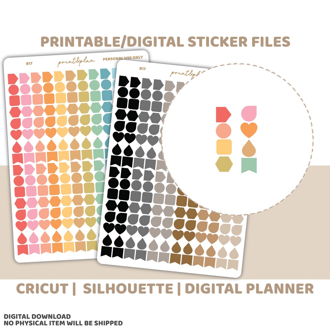 Shape Builder Sticker Shape Sampler Planner Stickers Printable | Digital Download | Cut Lines ...