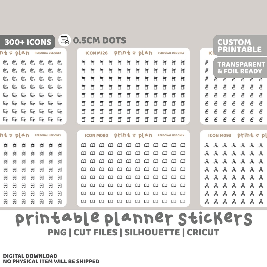 Custom Tiny Dot Icons Printable Stickers Digital Planner Sticker ...