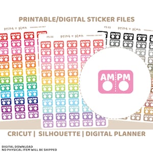 Utskrivbara klistermärken för FM/EM-påminnelse | Nedladdning av digitala planeringsklistermärken | Skärlinjer | Utskrivbara planeringsklistermärken | FS03