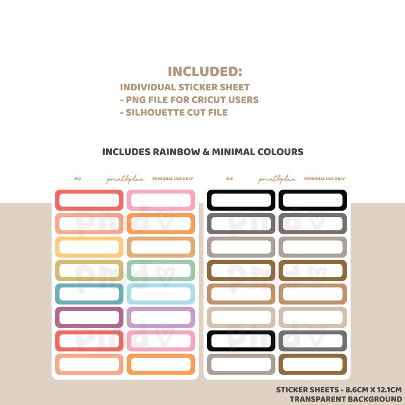 Quarter Box Planner Stickers Printable | Digital Download | Cut Lines ...