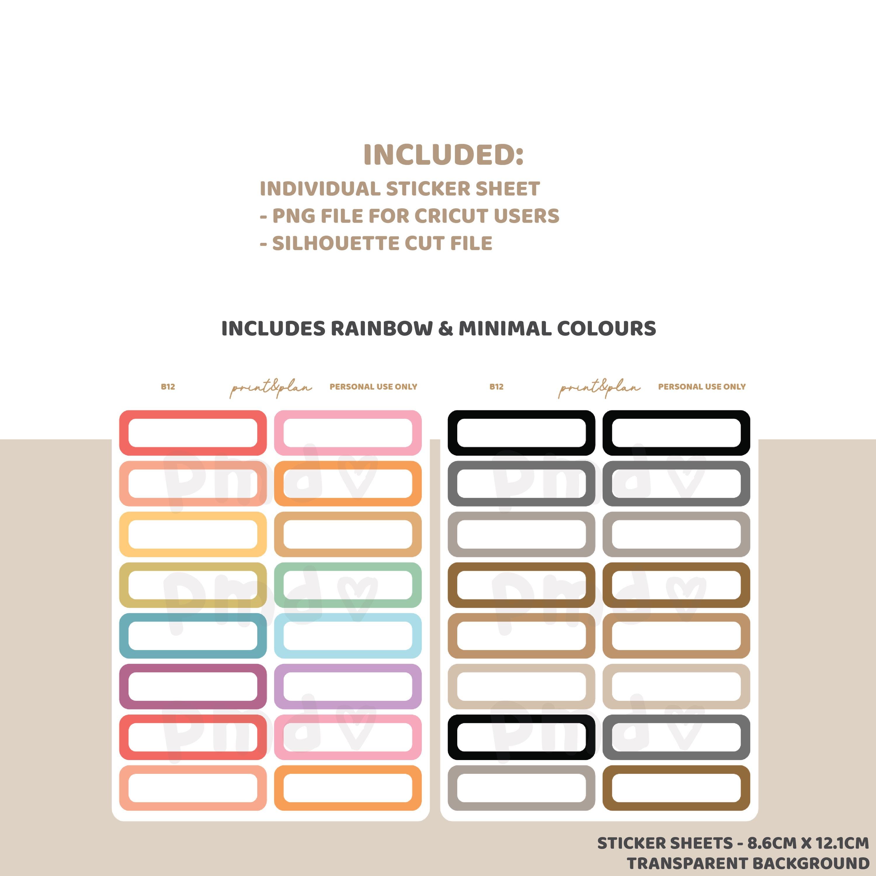 Quarter Box Planner Stickers Printable | Digital Download | Cut Lines ...