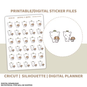 Dog Printable Eche Character Stickers | Digital Planner Sticker Download | Cut Lines | Planner Sticker Printable | ECHE60