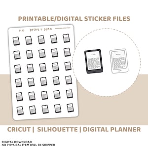 Kindle Druckbare Aufkleber | Digitaler Planer Sticker Download | Schnittlinien | Planner Sticker Printable | Pi13