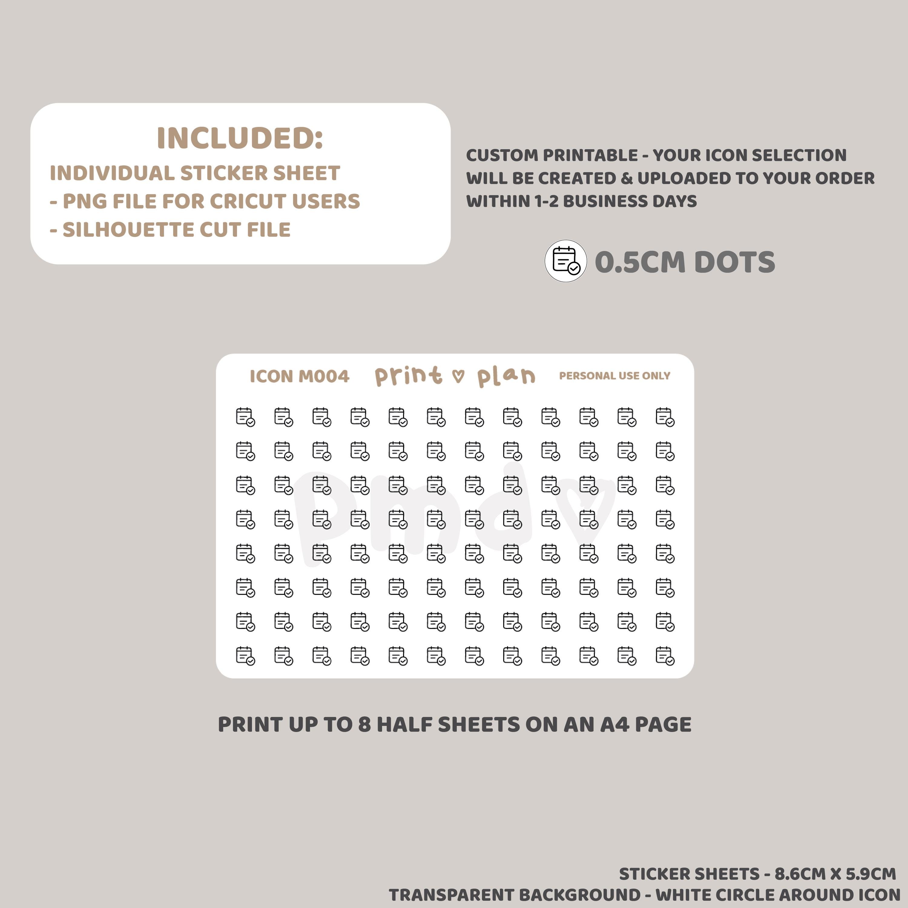 Custom Tiny Dot Icons Half Sheet Printable Stickers | Digital Planner ...